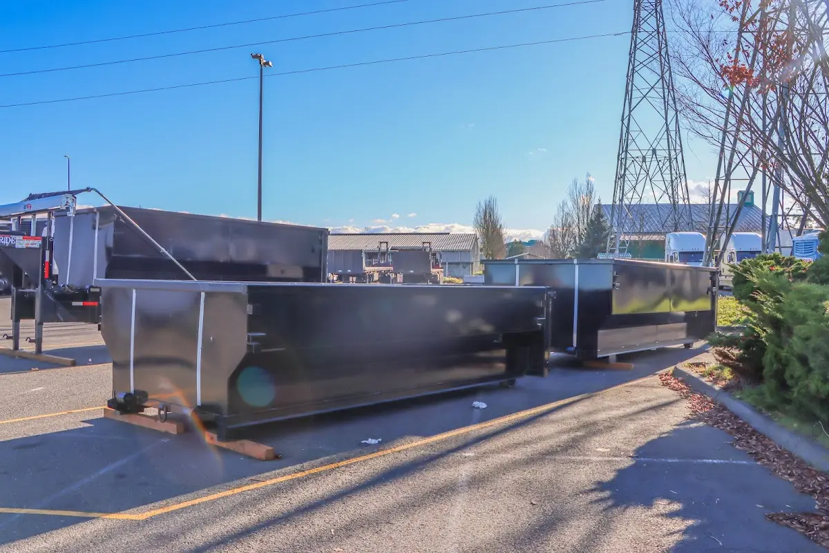 Roll-off dumpster ready for waste disposal at job site for Commercial Dumpster Rental in Oceanport